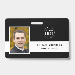 Bewerkbare achtergrondkleur Voeg uw logo foto naam Badge