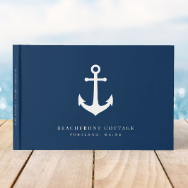 Bewerkbare achtergrondkleur Witte anker Nautisch Gastenboek