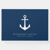 Bewerkbare achtergrondkleur Witte anker Nautisch Gastenboek (Voorkant)