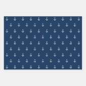 Bewerkbare achtergrondkleur Witte anker Nautisch Inpakpapier Vel (Voorkant 3)