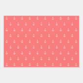 Bewerkbare achtergrondkleur Witte anker Nautisch Inpakpapier Vel (Voorkant)