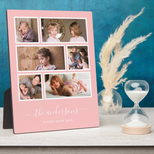 Bewerkbare achtergrondkleur Zes foto-collage-scrip Fotoplaat (Zijkant)