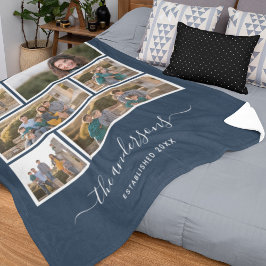 Bewerkbare achtergrondkleur Zes Photo Collage Scri Fleece Deken