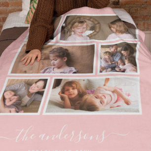 Bewerkbare achtergrondkleur Zes Photo Collage Scri Fleece Deken