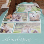 Bewerkbare achtergrondkleur Zes Photo Collage Scri Fleece Deken