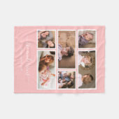 Bewerkbare achtergrondkleur Zes Photo Collage Scri Fleece Deken (Voorkant (Horizontaal))