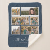 Bewerkbare achtergrondkleur Zes Photo Collage Scri Sherpa Deken (Voorkant)