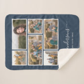 Bewerkbare achtergrondkleur Zes Photo Collage Scri Sherpa Deken (Voorkant (horizontaal))