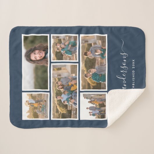 Bewerkbare achtergrondkleur Zes Photo Collage Scri Sherpa Deken (Voorkant (horizontaal))