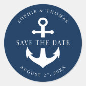 Bewerkbare achtergrondkleuranker opslaan Datum Ronde Sticker (Voorkant)