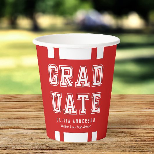 Bewerkbare achtergrondkleurvariatie Afstuderen Papieren Bekers