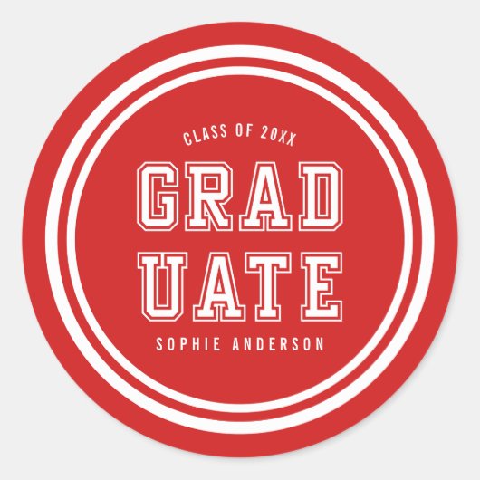 Bewerkbare achtergrondkleurvariatie Afstuderen Ronde Sticker (Voorkant)