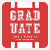 Bewerkbare achtergrondkleurvariatie Afstuderen Vierkante Sticker (Voorkant)