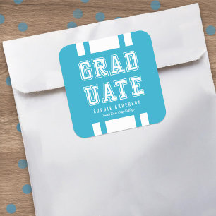 Bewerkbare achtergrondkleurvariatie Afstuderen Vierkante Sticker