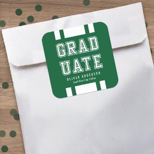 Bewerkbare achtergrondkleurvariatie Afstuderen Vierkante Sticker