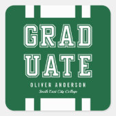 Bewerkbare achtergrondkleurvariatie Afstuderen Vierkante Sticker (Voorkant)