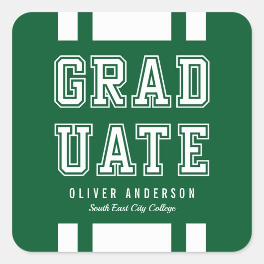 Bewerkbare achtergrondkleurvariatie Afstuderen Vierkante Sticker (Voorkant)