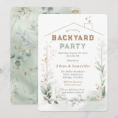 Bewerkbare achtertuin partij Sjabloon Kaart (Voorkant / Achterkant)