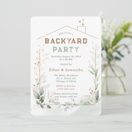 Bewerkbare achtertuin partij Sjabloon Kaart (Staand voorkant)