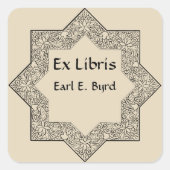 Bewerkbare  achtpuntsster Boekplaat Vierkante Sticker (Voorkant)