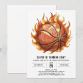 Bewerkbare afdrukbare betoverde basketbal verjaard kaart (Voorkant / Achterkant)