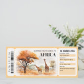 Bewerkbare Africa Boarding Pass Vliegticket Kaart (Staand voorkant)