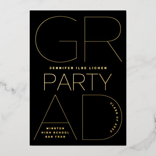 Bewerkbare AFSTUDEERDER PARTY | Klasse van 2024 Go Folie Uitnodiging (Voorkant)