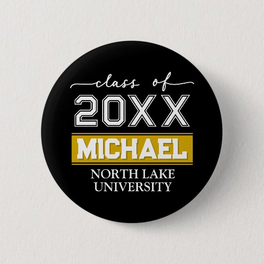 Bewerkbare Afstuderen Button met Naam & School (Voorkant)