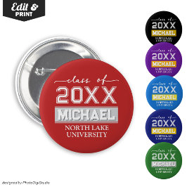 Bewerkbare Afstuderen Button met Naam & School