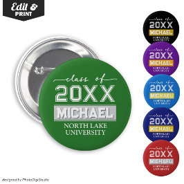 Bewerkbare Afstuderen Button met Naam & School