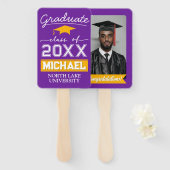 Bewerkbare Afstuderen Garden Flag Naam & School Na Handwaaier (Voorkant en achterkant)