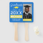 Bewerkbare Afstuderen Garden Flag Naam & School Na Handwaaier (Voorkant en achterkant)