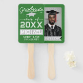 Bewerkbare Afstuderen Garden Flag Naam & School Na Handwaaier (Voorkant en achterkant)