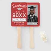 Bewerkbare Afstuderen Garden Flag Naam & School Na Handwaaier (Voorkant en achterkant)