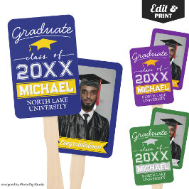 Bewerkbare Afstuderen Garden Flag Naam & School Na Handwaaier