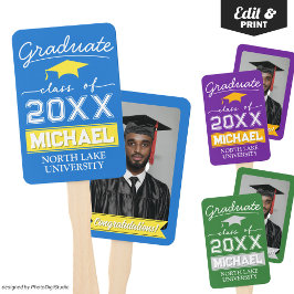 Bewerkbare Afstuderen Garden Flag Naam & School Na Handwaaier