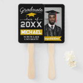 Bewerkbare Afstuderen Hand Fan met Naam & School Handwaaier (Voorkant en achterkant)