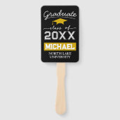 Bewerkbare Afstuderen Hand Fan met Naam & School Handwaaier (Voorkant)