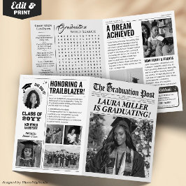 Bewerkbare Afstuderen krantenaankondigingsuitnodig Kaart