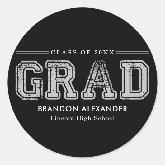  bewerkbare Afstuderen voor bewerkbare kleuren Ronde Sticker (Voorkant)