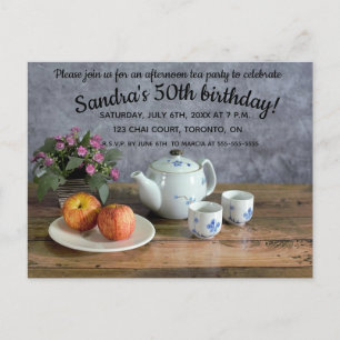 Bewerkbare Afternoon Tea Party Invitation Briefkaa Uitnodiging Briefkaart