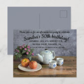 Bewerkbare Afternoon Tea Party Invitation Briefkaa Uitnodiging Briefkaart (Voorkant / Achterkant)