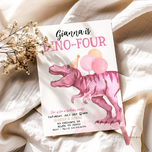 Bewerkbare AGE Roze T-Rex Dinosaurs Verjaardag Fun Kaart