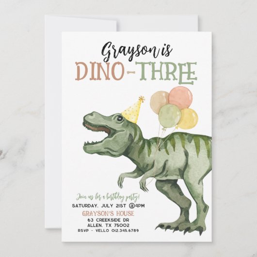 Bewerkbare AGE T-Rex Dinosaurs Verjaardag Fun Scha Kaart (Voorkant)