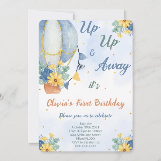 Bewerkbare Air Ballon uitnodigingen (Voorkant)