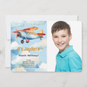 Bewerkbare Airplane Verjaardagsfeest Foto Kaart (Voorkant)