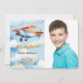 Bewerkbare Airplane Verjaardagsfeest Foto Kaart