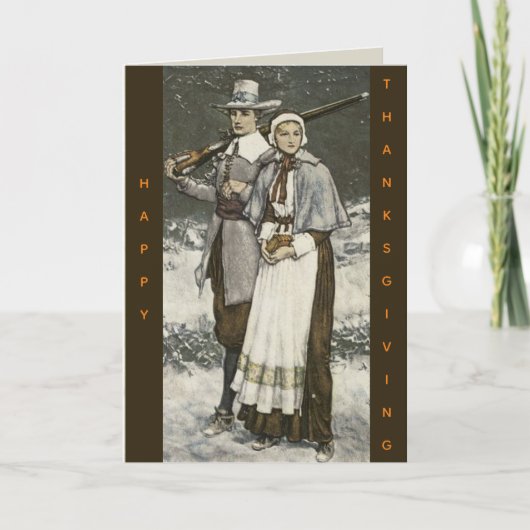Bewerkbare Aldens Plymouth Thanksgiving Groeten Kaart (Voorkant)