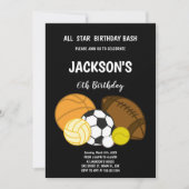 Bewerkbare All-Star Athletic Party Nodig voor jong Kaart (Voorkant)