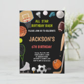 Bewerkbare All-Star Athletic Party Uitnodigen Kaart (Staand voorkant)